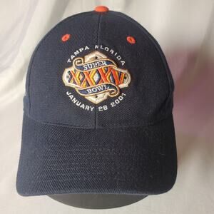Super Bowl XXXV Hat 2001 Tampa NFL Mirage Puma Navy Adjustable Cap Vintage